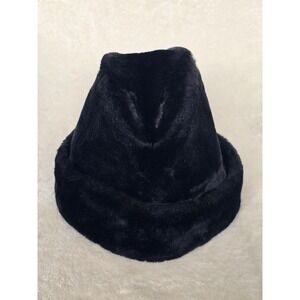Vintage North King Black Faux Fur Russian Cossack Hat Red Quilted Lining Higbees